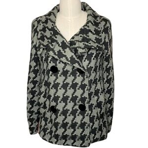 Wet Seal Black & Gray Houndstooth double breasted peacoat jacket medium/small